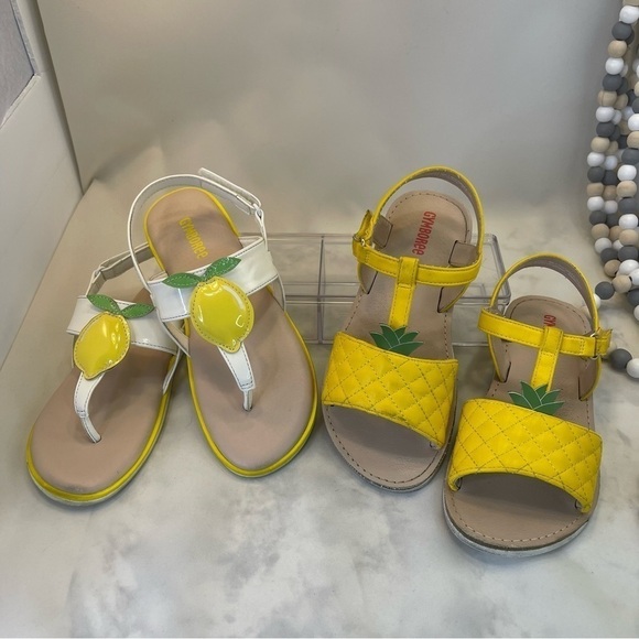 Gymboree Girls shoes 2 pair bundle sandals yellow/white size 1 - Picture 6 of 6
